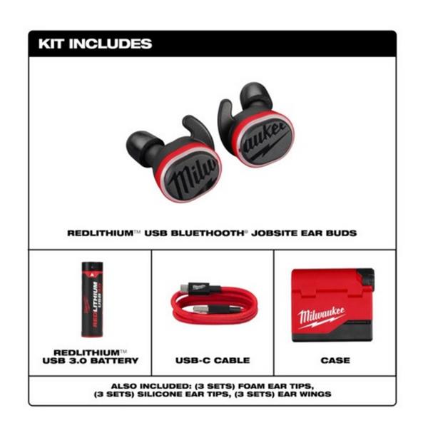 Milwaukee Milwaukee L4 RLEPB-301 REDLITHIUM USB Bluetooth Jobsite Ear Buds with Hearing Protection 4933478750