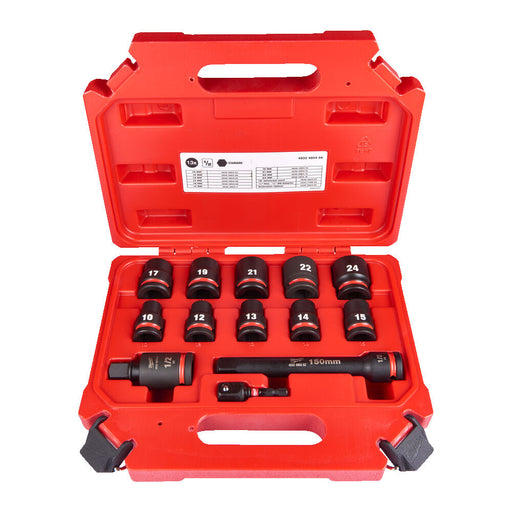 Milwaukee 4932480456 Milwaukee SHOCKWAVE Impact Duty 1/2 Inch Impact Socket Set-13 pc 4932480456