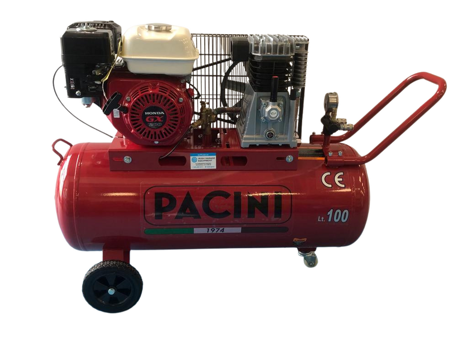 PACINI HONDA GX220 100 Litre Pacini Petrol Air Compressor 18cfm - 100LHC