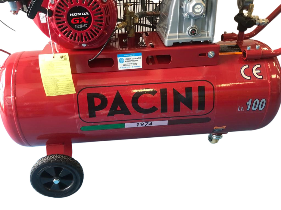 PACINI HONDA GX220 100 Litre Pacini Petrol Air Compressor 18cfm - 100LHC
