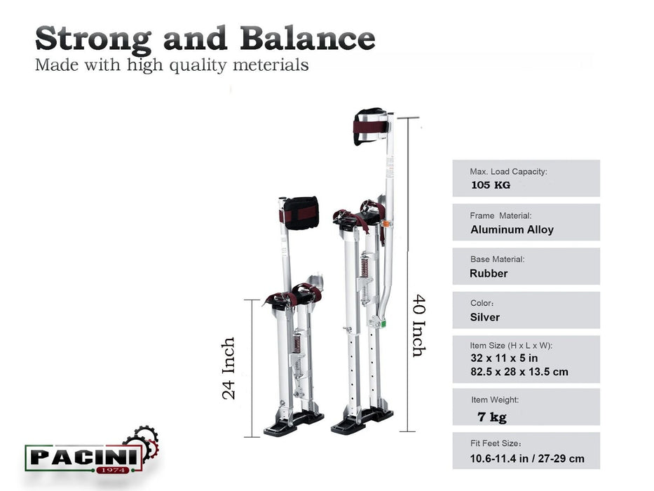 PACINI Pacini PCD2440 Adjustable Drywall & Plastering Stilts (24"–40") PCD2440