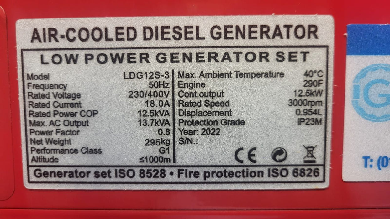 PACINI Pacini LDG12S3 13.7KVA 3 Phase Diesel Canopy Generator LDG12S3