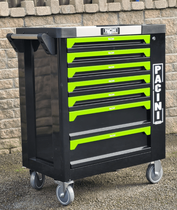 PACINI 7 Drawer Tool Chest on Strong Castor Wheels & Complete With Full Set of Tools - PC7DTC PC7DTC