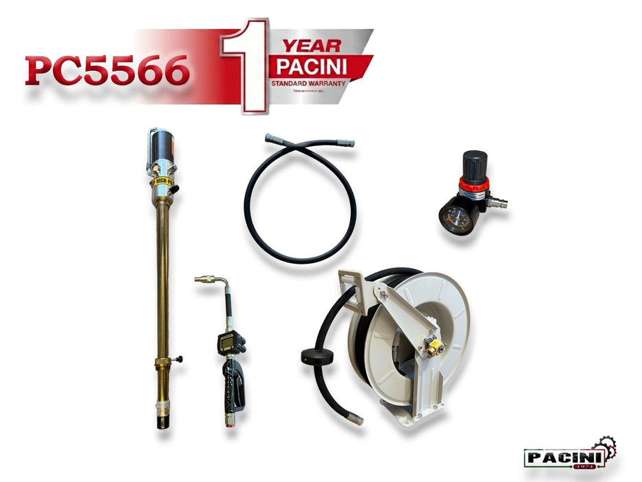 PACINI Pacini PC5566 Oil Dispensing Pump with 15m Retractable Reel &amp; Digital Meter Kit PC5566