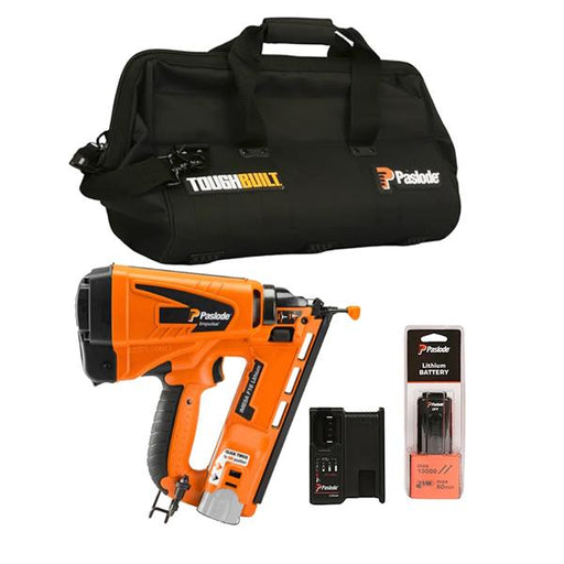 Paslode IM65A F16 Li-ion Gas Angled Finish Nailer 16 Gauge (1X2Ah) (Toughbuilt bag)