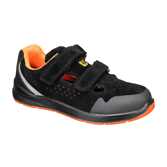 Portwest FE08 - Steel Cow Suede Sandal S1P ESD SR FO - Black/Grey