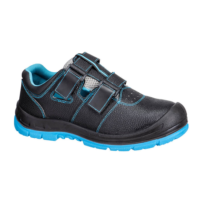 Portwest FS70 - Steel Action Leather Sandal S1P SR FO - Black/Blue