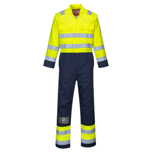 Portwest BIZ7 - Bizflame Work Hi-Vis Contrast FR Coverall - Yellow/Navy