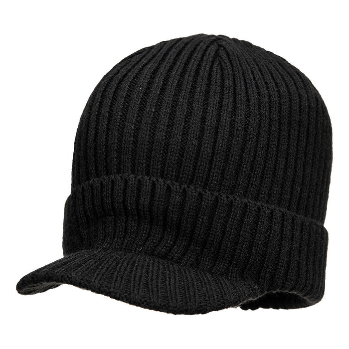 Portwest HA24 - Beanie Hat with Peak - Black HA24-BKR-One Size