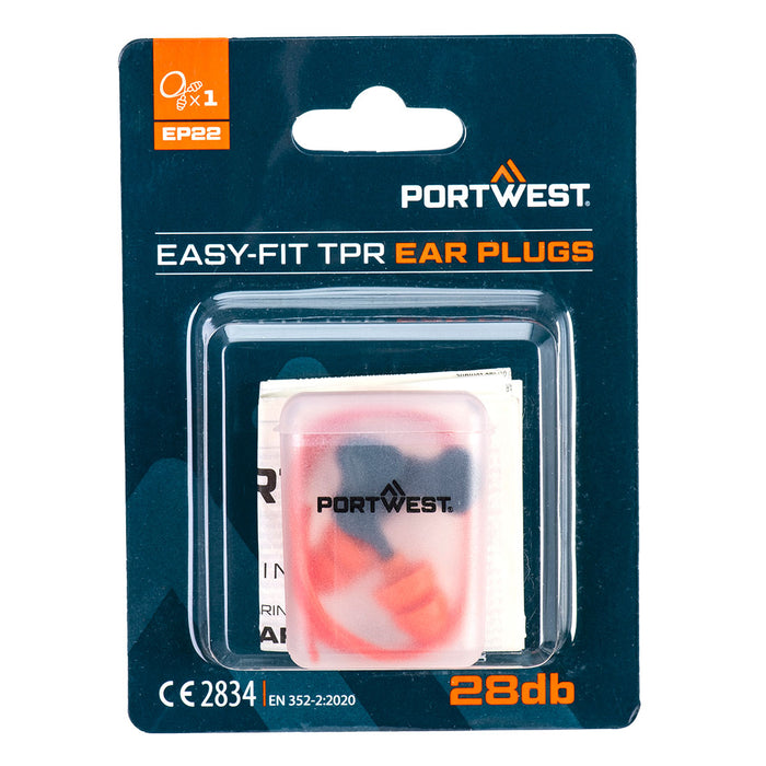 Portwest EP22 - Easy Fit TPR Corded (1 Pair) - Orange EP22-ORR-One Size