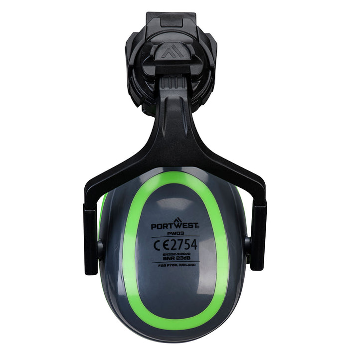 Portwest PW03 - HV Extreme Ear Defenders Low Clip-On Metal Free - Grey/Green PW03-GGN-One Size