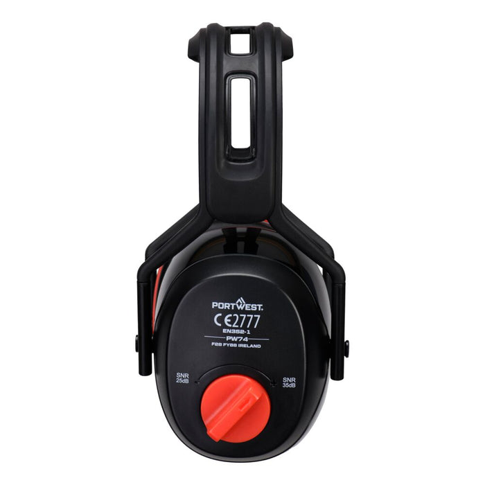 Portwest PW74 - Dual SNR Ear Defenders - Black PW74-BKR-One Size