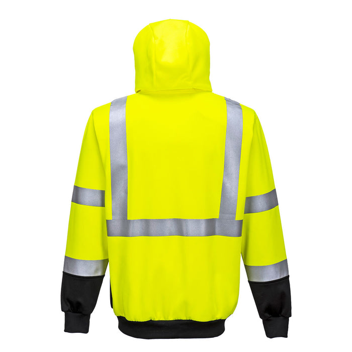 Portwest Hi-Vis Contrast Zipped Hoodie Yellow/Black