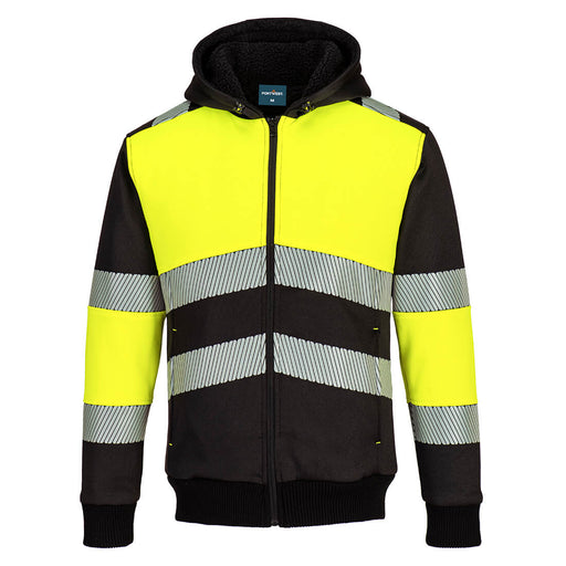 Portwest PW3 Hi-Vis Zipped Class 1 Winter Hoodie Yellow/Black