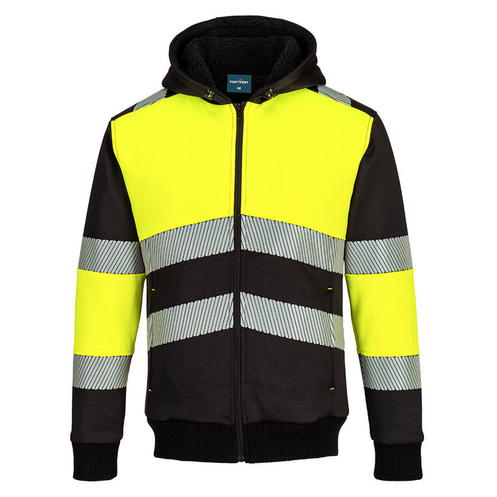 Portwest PW3 Hi-Vis Zipped Class 1 Winter Hoodie Yellow/Black