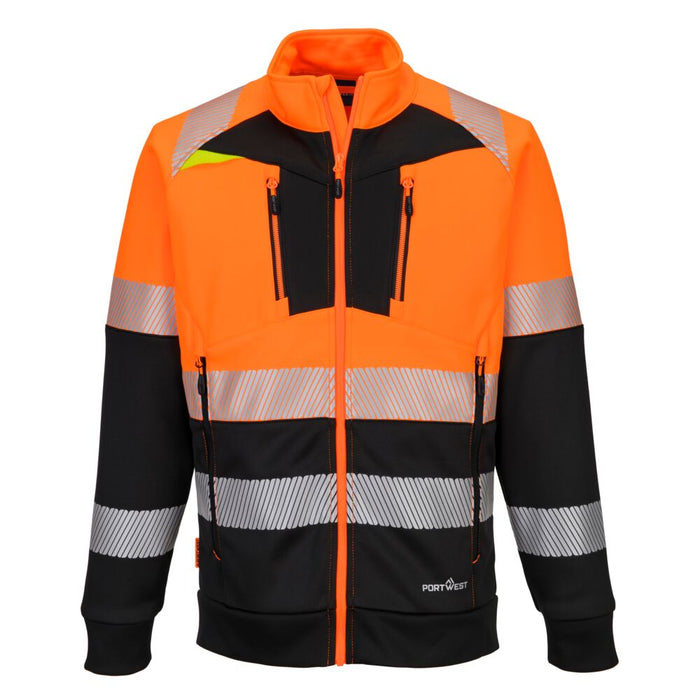 Portwest DX490 - DX4 Hi-Vis Class 1 Funnel Neck Zipped Sweatshirt - Orange/Black