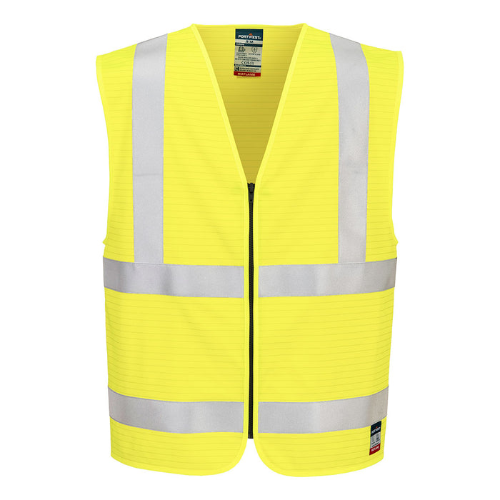 Portwest FR615 - Bizflame Hi-Vis FR Zip Vest - Yellow