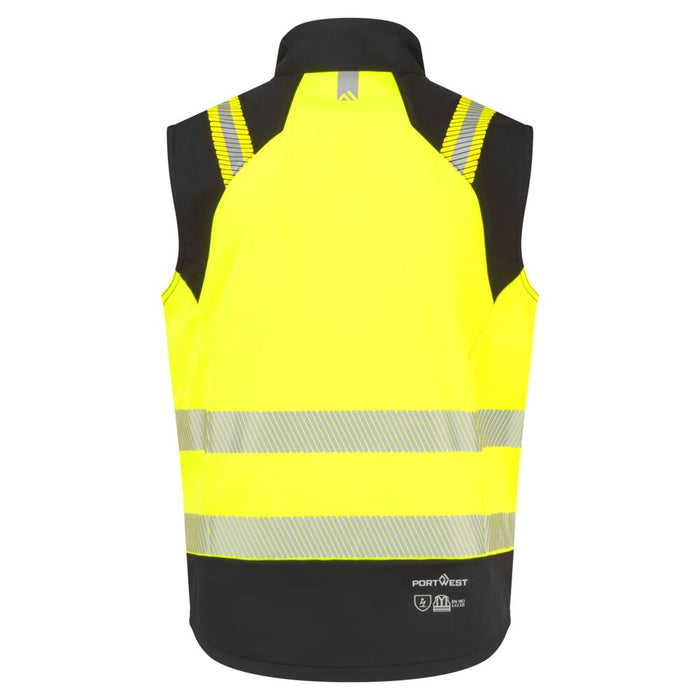 Portwest FR719 - PW3 Modaflame Softshell Hi-Vis FR Gilet - Yellow/Black