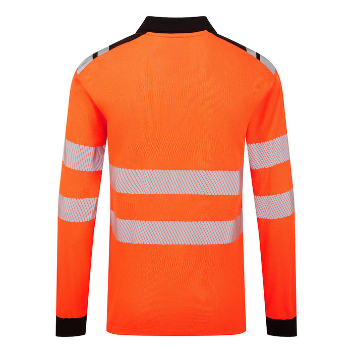 Portwest FR734 - PW3 Modaflame Knit HVO FR Long Sleeve Polo Shirt - Orange/Black