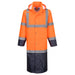 Portwest H446 - Hi-Vis Contrast Raincoat 122cm Orange/Navy
