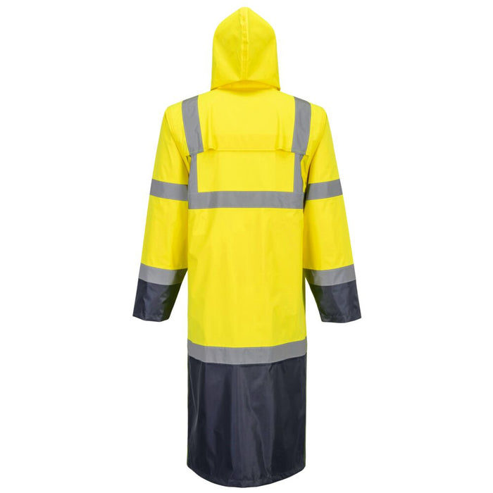 Portwest H446 - Hi-Vis Contrast Raincoat 122cm Yellow/Navy