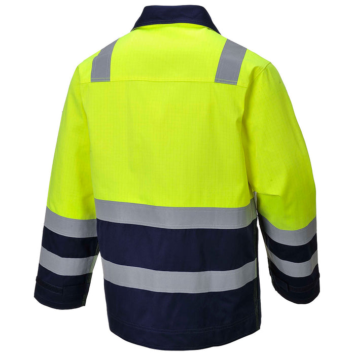 Portwest MV25 - Modaflame Work Hi-Vis Multi-Norm Contrast FR Jacket - Yellow/Navy