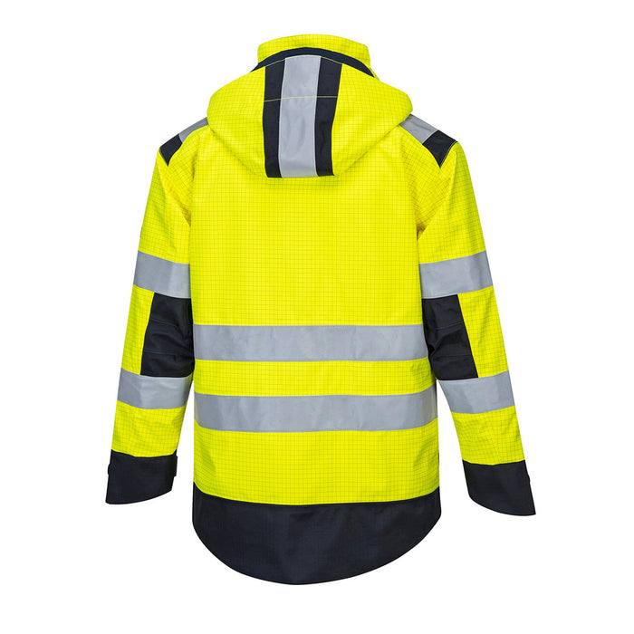 Portwest MV70 - Modaflame Rain+ Hi-Vis Multi-Norm Contrast FR Jacket - Yellow/Navy