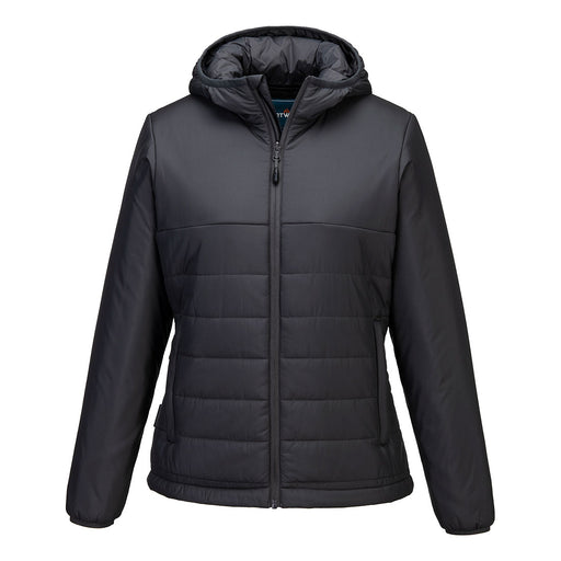 Portwest S613 - Professional Women's Hooded Insulated Baffle Jacket - Metal Grey