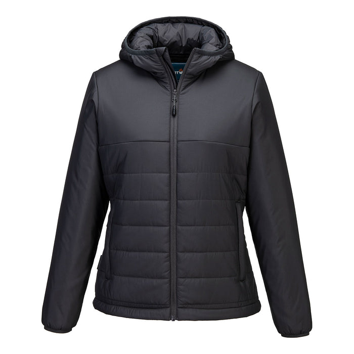 Portwest S613 - Professional Women's Hooded Insulated Baffle Jacket - Metal Grey