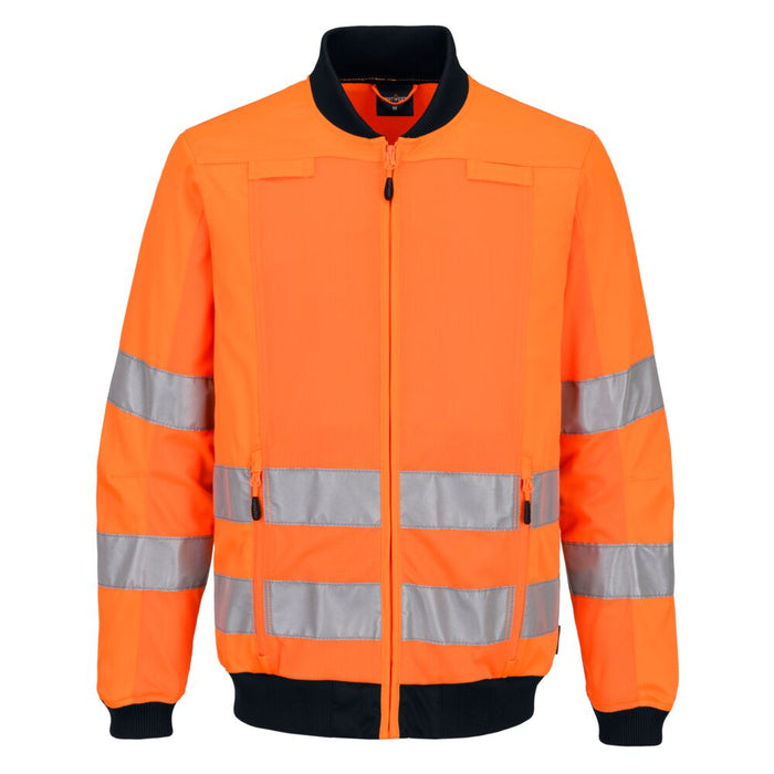 Portwest T164 - Hi-Vis Mesh Panel Work Jacket - Orange/Navy