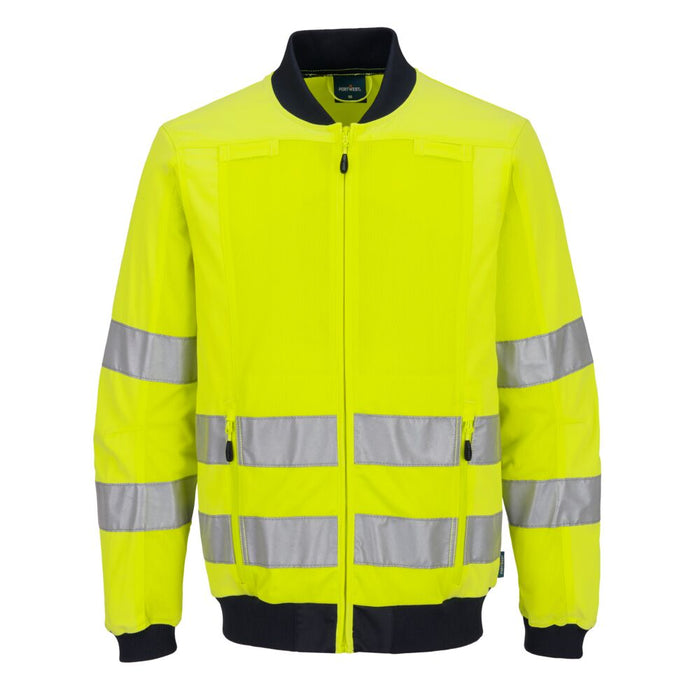 Portwest T164 - Hi-Vis Mesh Panel Work Jacket - Yellow/Navy