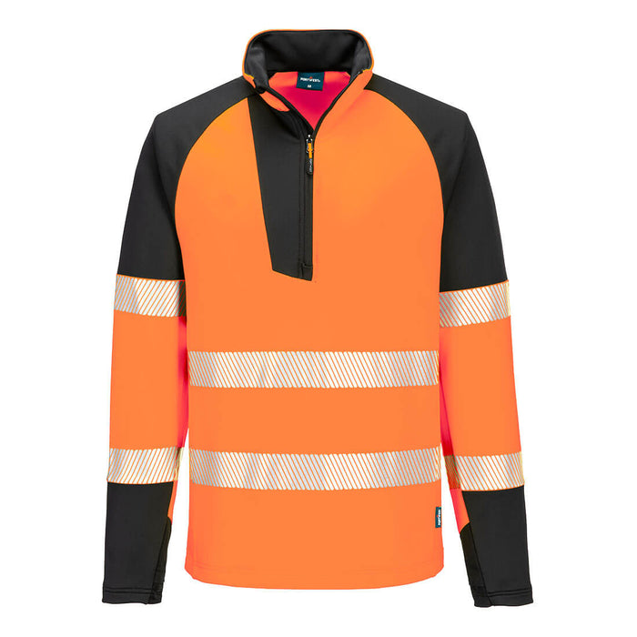 Portwest T172 - PW3 Hi-Vis 1/4 Zip Sweatshirt - Orange/Black