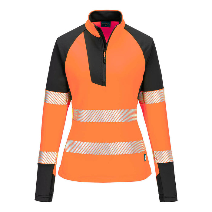 Portwest T173 - PW3 Hi-Vis Women's 1/4 Zip Sweatshirt - Orange/Black