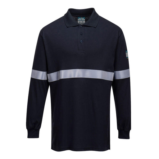 Portwest FR03 - Modaflame Knit FR Long Sleeve Polo Shirt - Navy