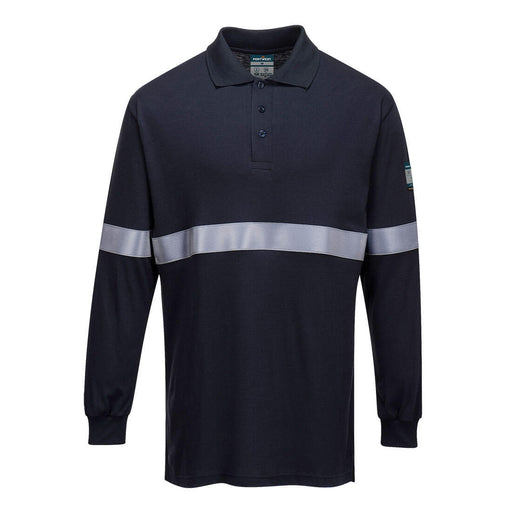 Portwest FR03 - Modaflame Knit FR Long Sleeve Polo Shirt - Navy