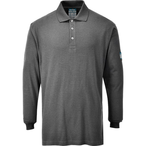 Portwest FR10 - Modaflame Knit FR Long Sleeve Polo Shirt - Grey