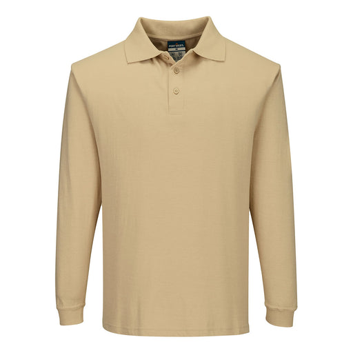 Portwest FR10 - Modaflame Knit FR Long Sleeve Polo Shirt - Tan