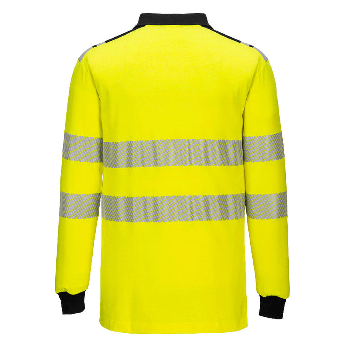 Portwest FR702 - PW3 Modaflame Knit Hi-Vis FR Long Sleeve Polo Shirt - Yellow/Black
