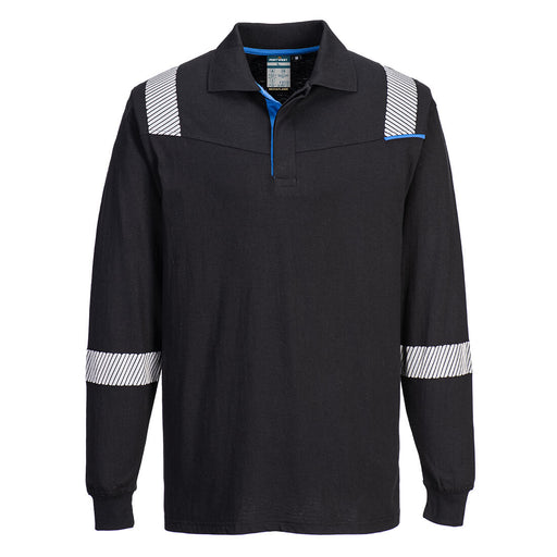 Portwest FR711 - WX3 Modaflame Knit FR Long Sleeve Polo Shirt - Black