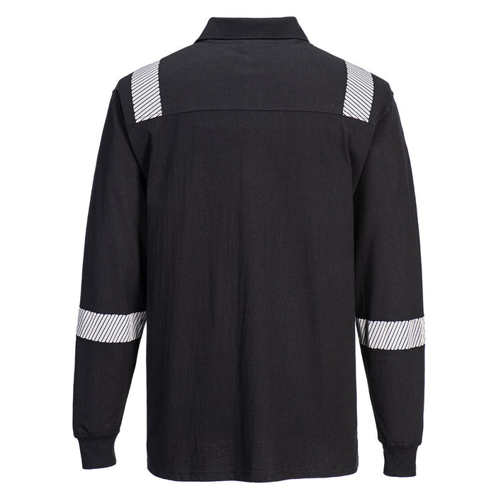 Portwest FR711 - WX3 Modaflame Knit FR Long Sleeve Polo Shirt - Black