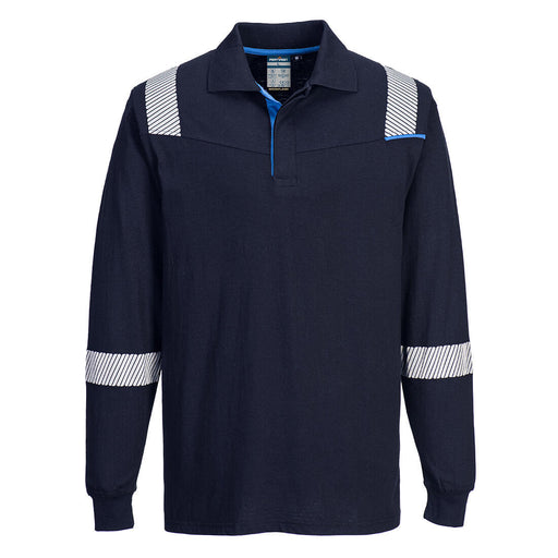 Portwest FR711 - WX3 Modaflame Knit FR Long Sleeve Polo Shirt - Navy