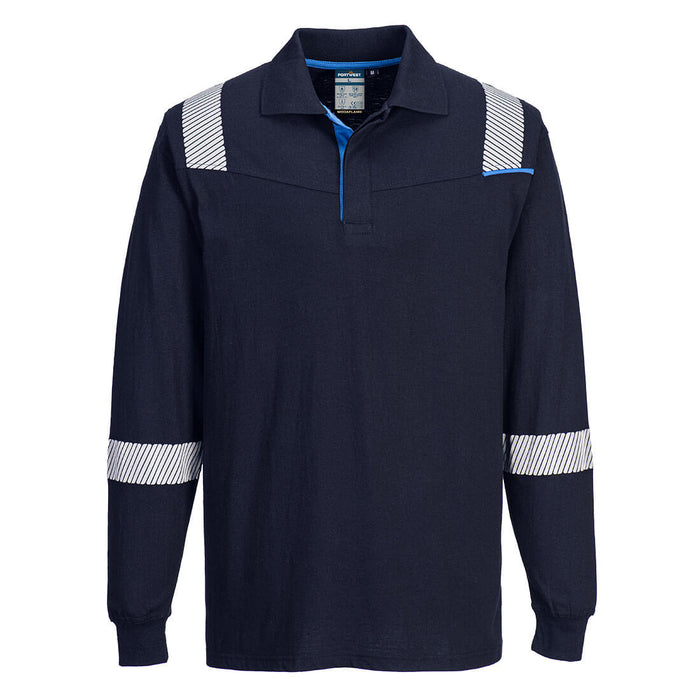 Portwest FR711 - WX3 Modaflame Knit FR Long Sleeve Polo Shirt - Navy