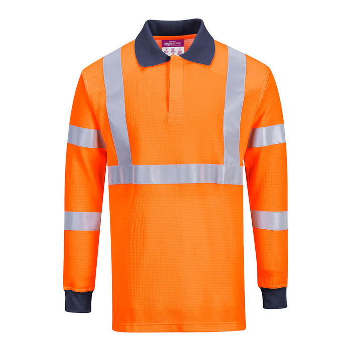 Portwest FR76 - Modaflame Knit HVO FR Long Sleeve Polo Shirt - Orange