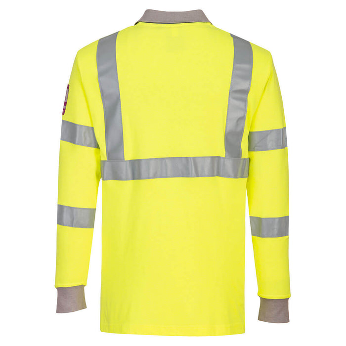 Portwest FR77 - Modaflame Knit Hi-Vis FR Long Sleeve Polo Shirt - Yellow