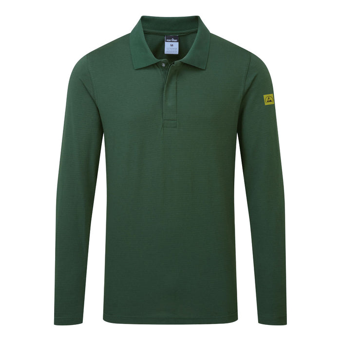 Portwest AS23 - Anti-Static ESD Polo Shirt L/S - Forest Green