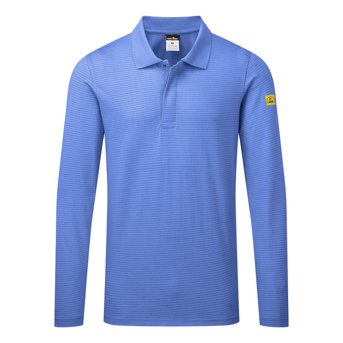 Portwest AS23 - Anti-Static ESD Polo Shirt L/S - Hamilton Blue