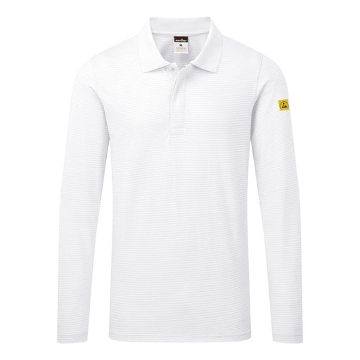 Portwest AS23 - Anti-Static ESD Polo Shirt L/S - White