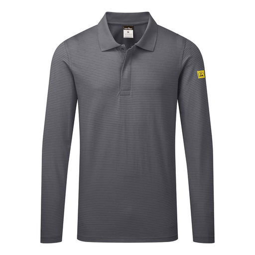 Portwest AS23 - Anti-Static ESD Polo Shirt L/S - Zoom Grey