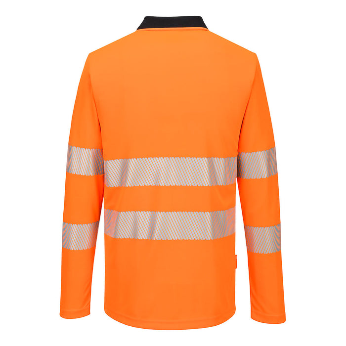 Portwest DX419 - DX4 Hi-Vis Zip Polo Shirt L/S - Orange/Black