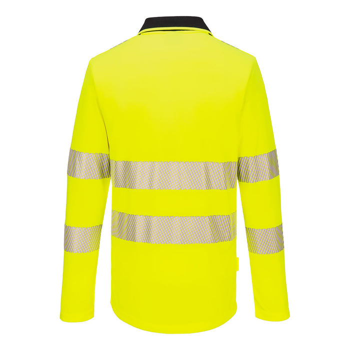 Portwest DX419 - DX4 Hi-Vis Zip Polo Shirt L/S - Yellow/Black